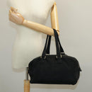 CHANEL Hand Bag Cotton Black Gold CC Auth bs19294-26