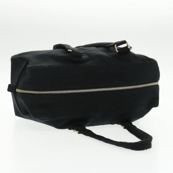 CHANEL Hand Bag Cotton Black Gold CC Auth bs19294