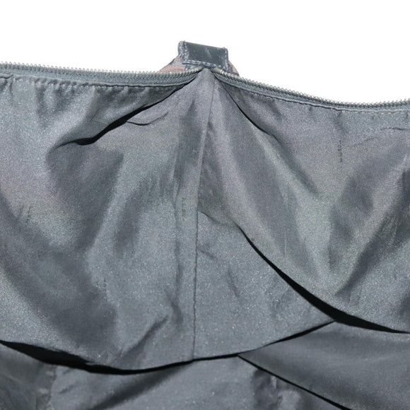 FENDI Zucchino Canvas Boston Bag Dark Brown Black Silver Auth bs19297