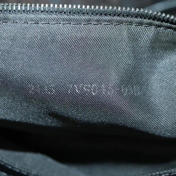 FENDI Zucchino Canvas Boston Bag Dark Brown Black Silver Auth bs19297