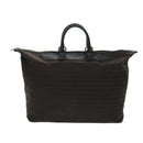 FENDI Zucchino Canvas Boston Bag Dark Brown Black Silver Auth bs19297-13
