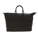 FENDI Zucchino Canvas Boston Bag Dark Brown Black Silver Auth bs19297-2