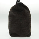 FENDI Zucchino Canvas Boston Bag Dark Brown Black Silver Auth bs19297-4