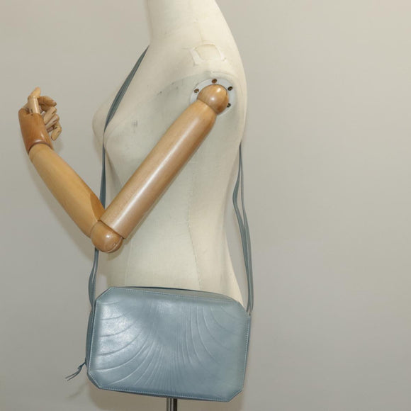 Gianni Versace Shoulder Bag Leather Blue Auth bs19299