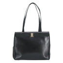Salvatore Ferragamo Vala Tote Bag Leather Black Gold Auth bs19300-2