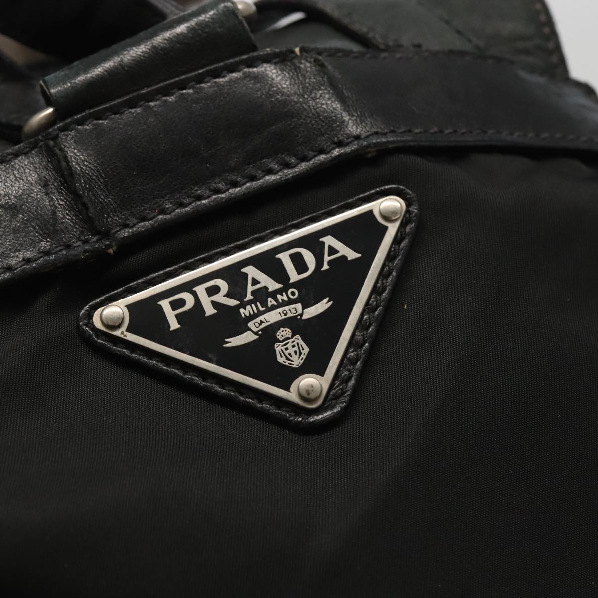 PRADA Backpack Nylon Black Silver Auth bs19305