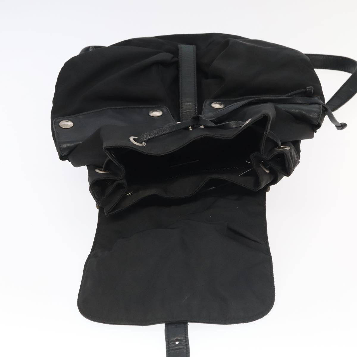 PRADA Backpack Nylon Black Silver Auth bs19305