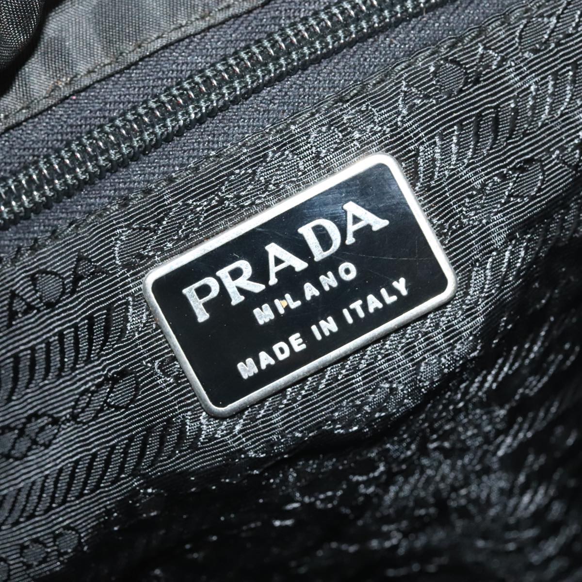 PRADA Backpack Nylon Black Silver Auth bs19305