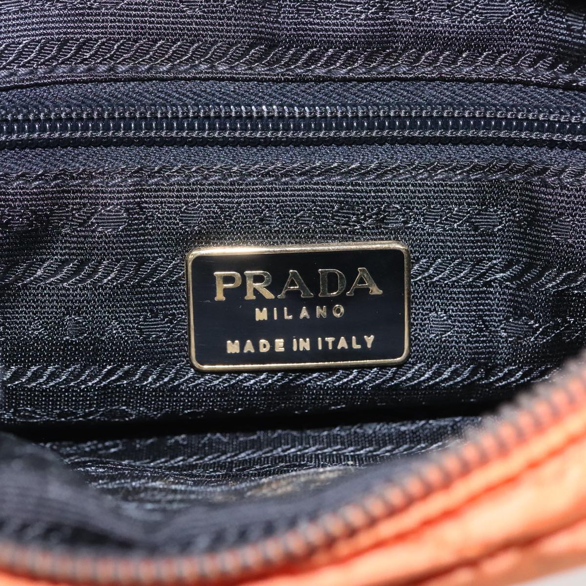 PRADA Chain Shoulder Bag Nylon Orange Gold Auth bs19312