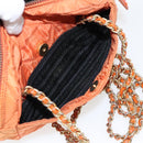 PRADA Chain Shoulder Bag Nylon Orange Gold Auth bs19312-23