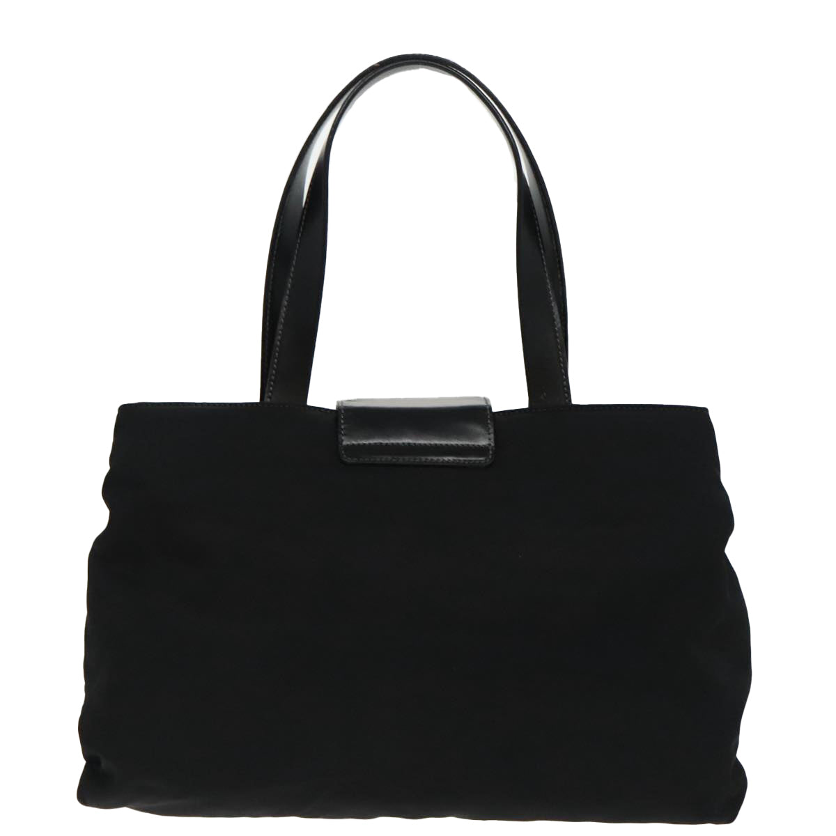 BVLGARI Tote Bag Nylon Leather Black Silver Auth bs19314 - 0