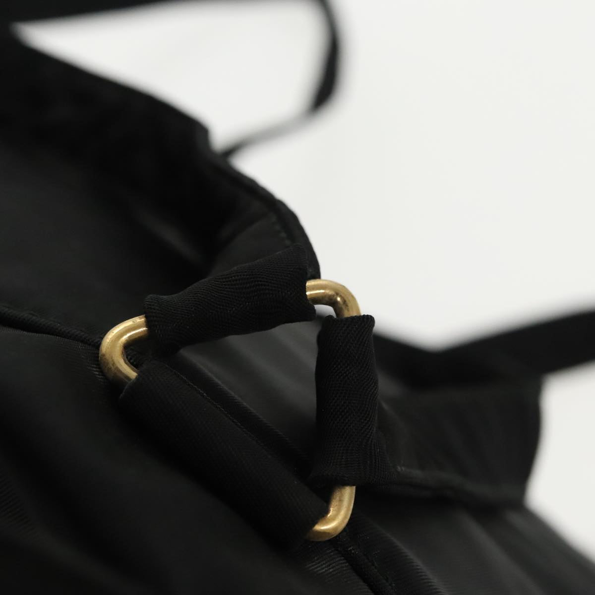 PRADA Backpack Nylon Black Gold Auth bs19317