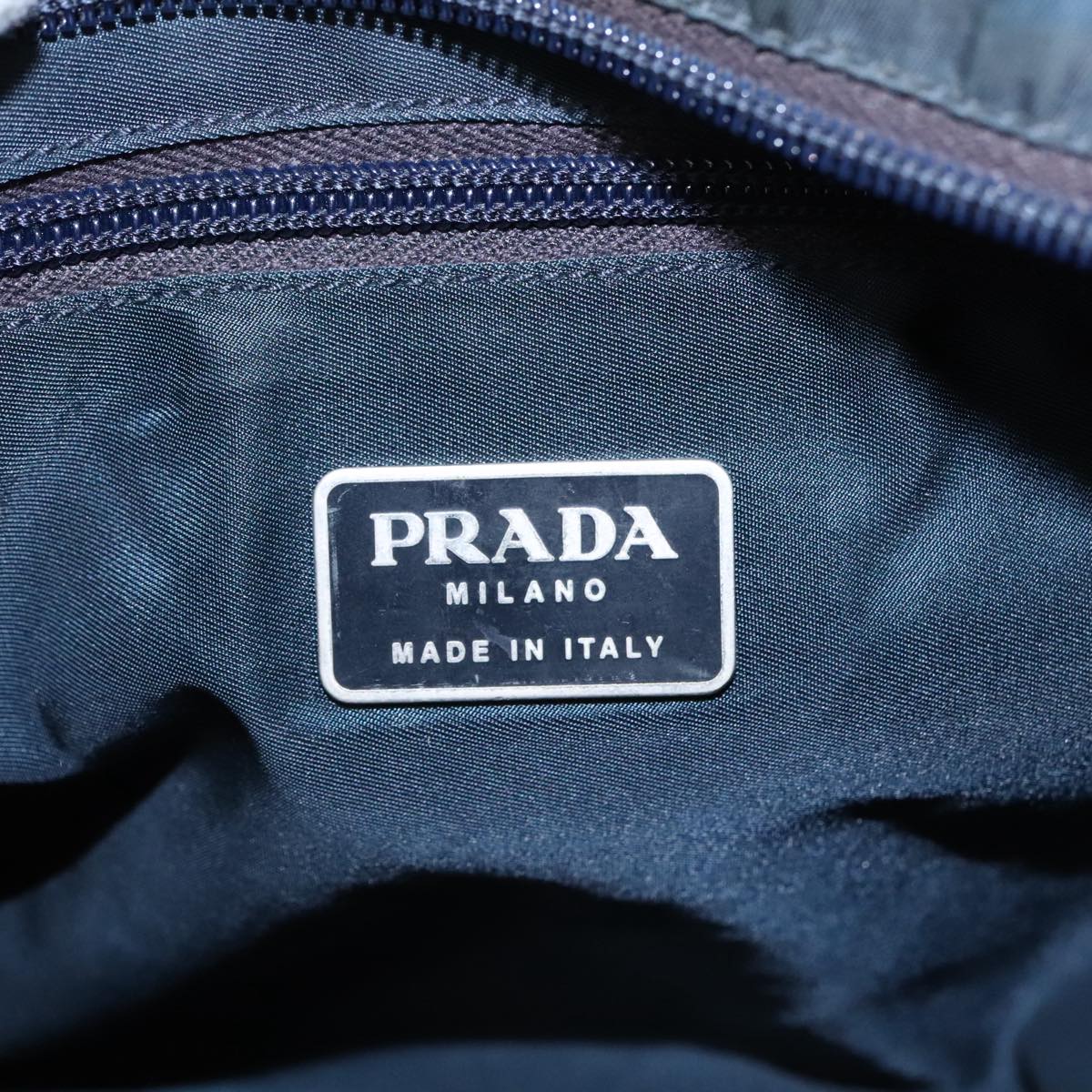 PRADA Shoulder Bag Nylon Navy Silver Auth bs19319