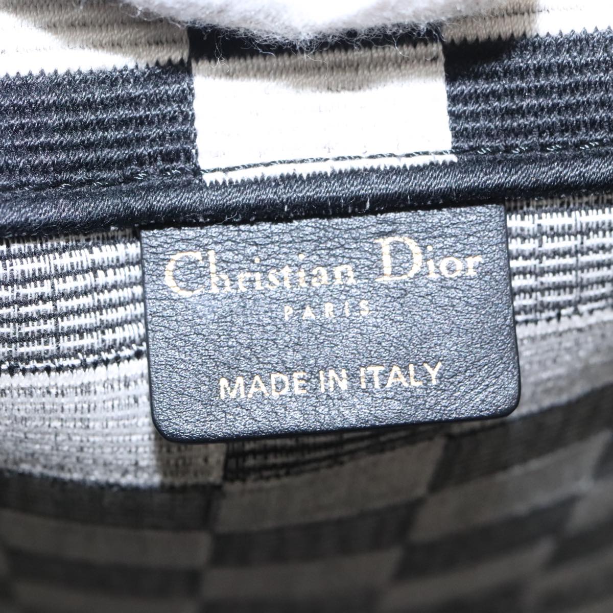 Christian Dior Check Book Tote Bag Canvas White Black Auth bs19322