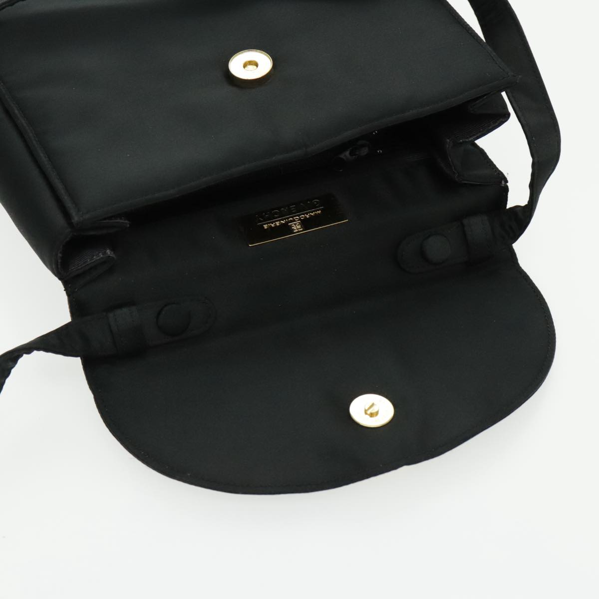 GIVENCHY Shoulder Bag Satin Gold Black Auth bs19323