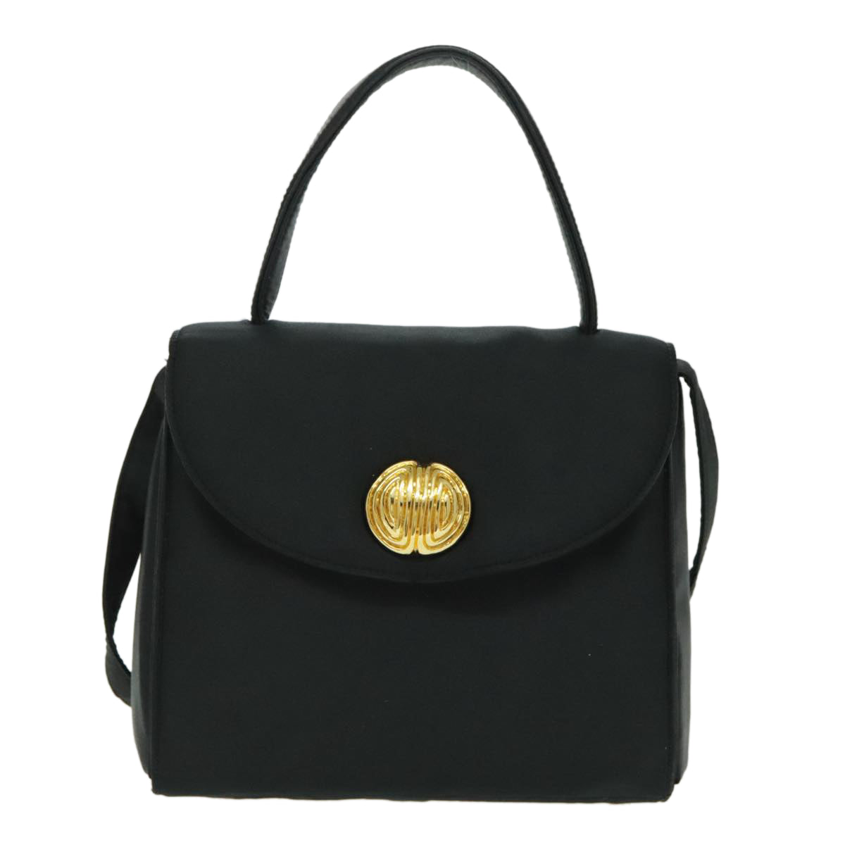 GIVENCHY Shoulder Bag Satin Gold Black Auth bs19323