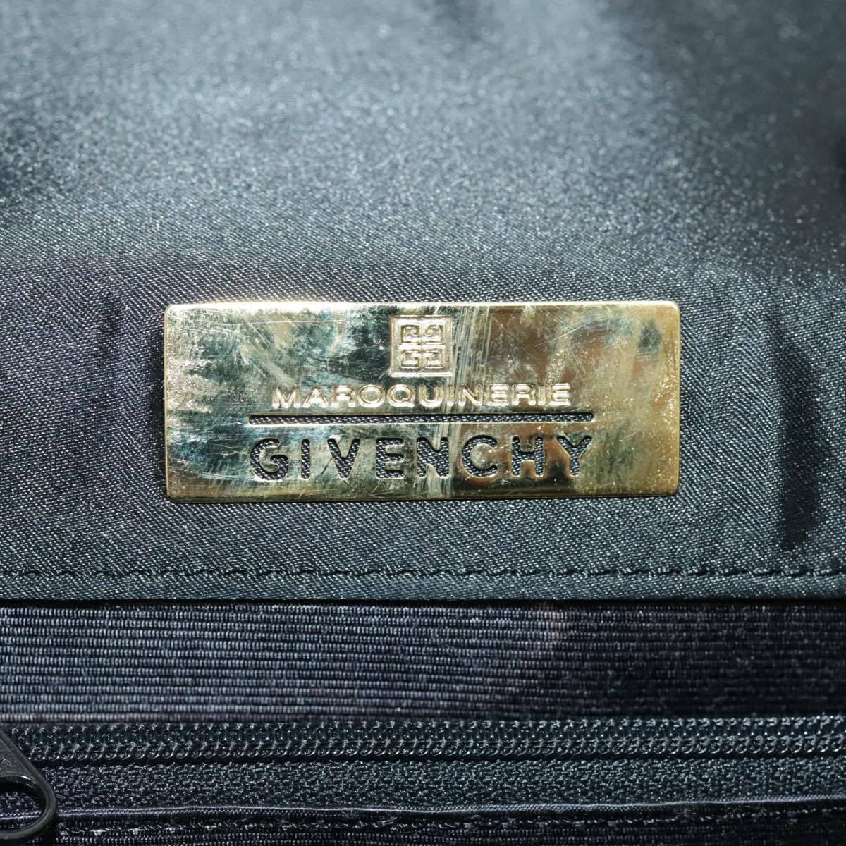 GIVENCHY Shoulder Bag Satin Gold Black Auth bs19323