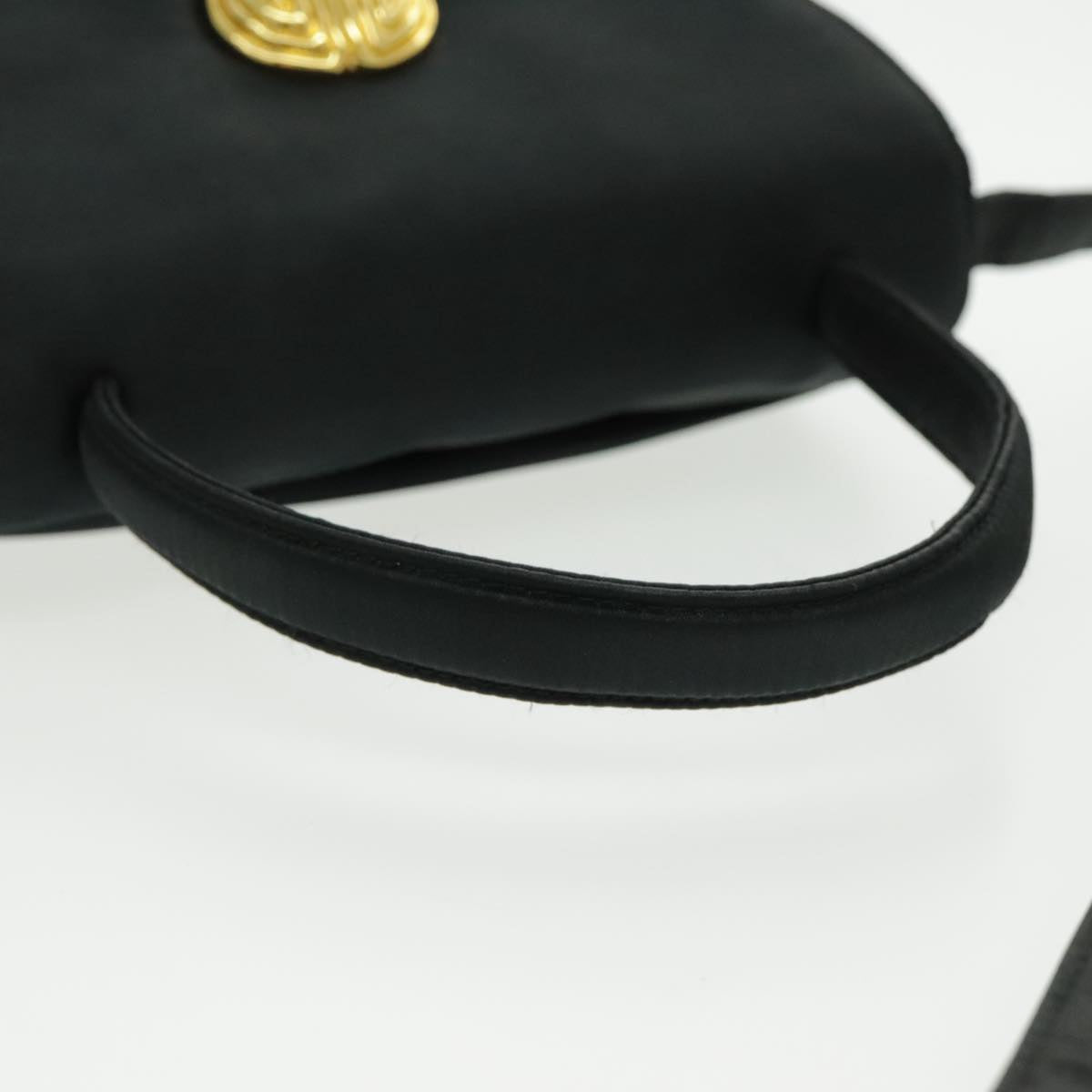 GIVENCHY Shoulder Bag Satin Gold Black Auth bs19323