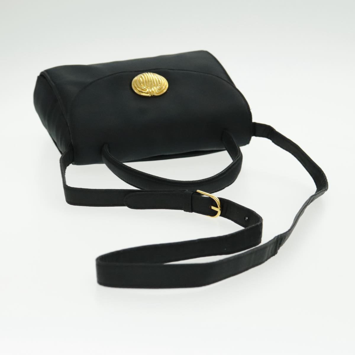 GIVENCHY Shoulder Bag Satin Gold Black Auth bs19323