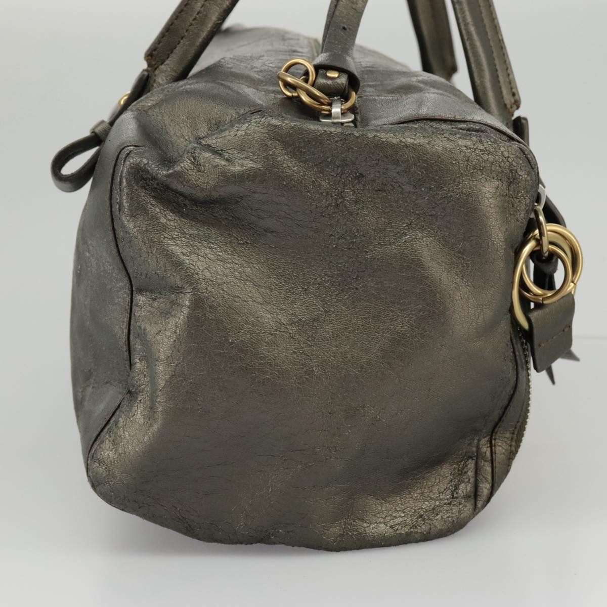 Chloe Eclipse Shoulder Bag Leather Gold Silver Gunmetal Auth bs19325