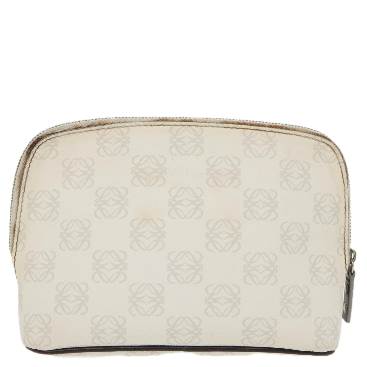 LOEWE Anagram Pouch PVC White Silver Auth bs19327 - 0