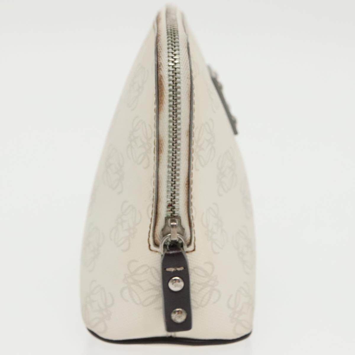 LOEWE Anagram Pouch PVC White Silver Auth bs19327