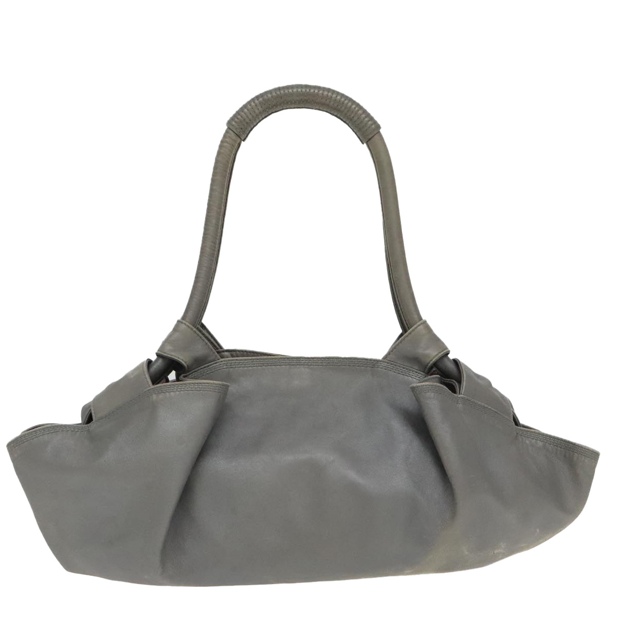 LOEWE anagram Nappa Aire Hand Bag Leather Silver Auth bs19329 - 0