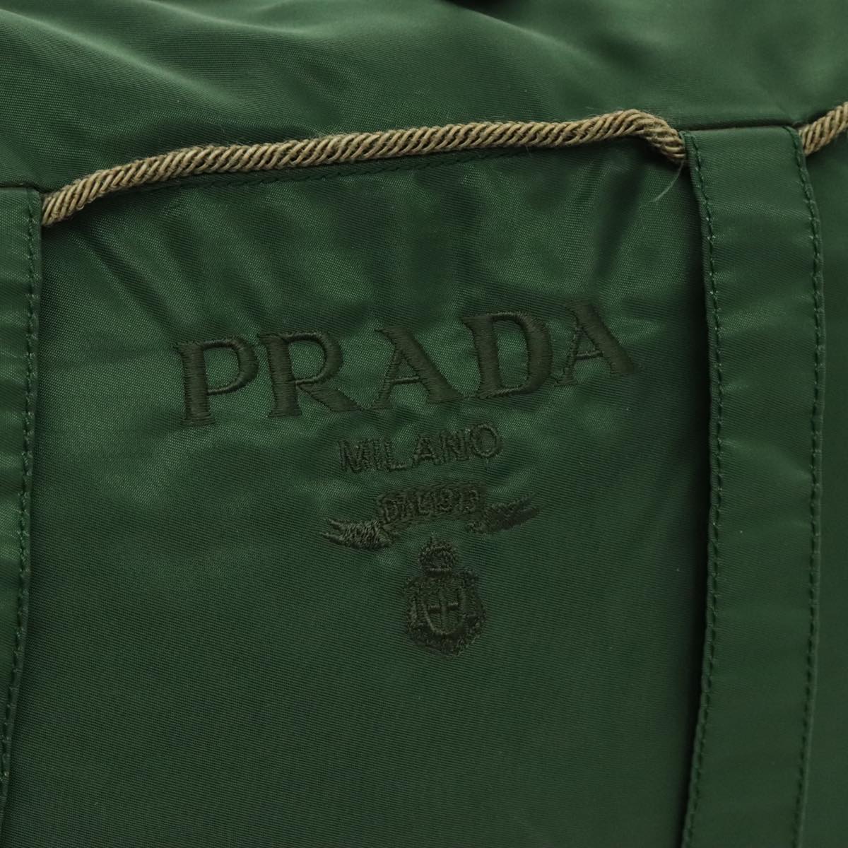 PRADA Tote Bag Nylon Green Silver Auth bs19345