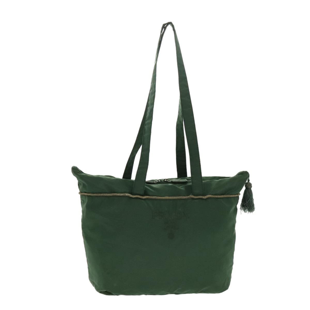 PRADA Tote Bag Nylon Green Silver Auth bs19345