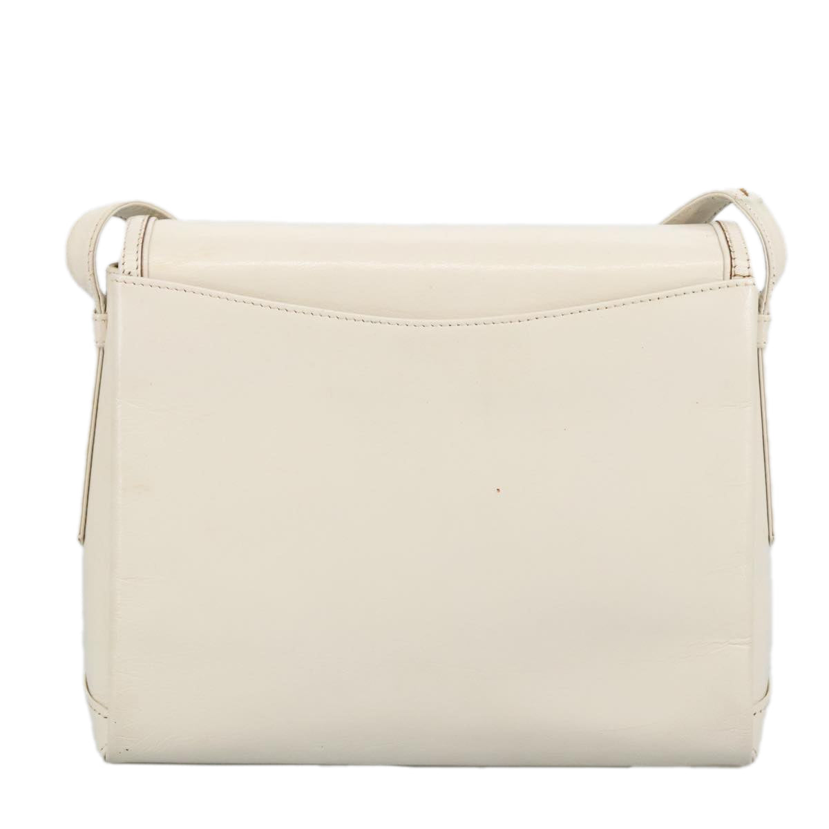 Chloe Shoulder Bag Leather White Gold Auth bs19364