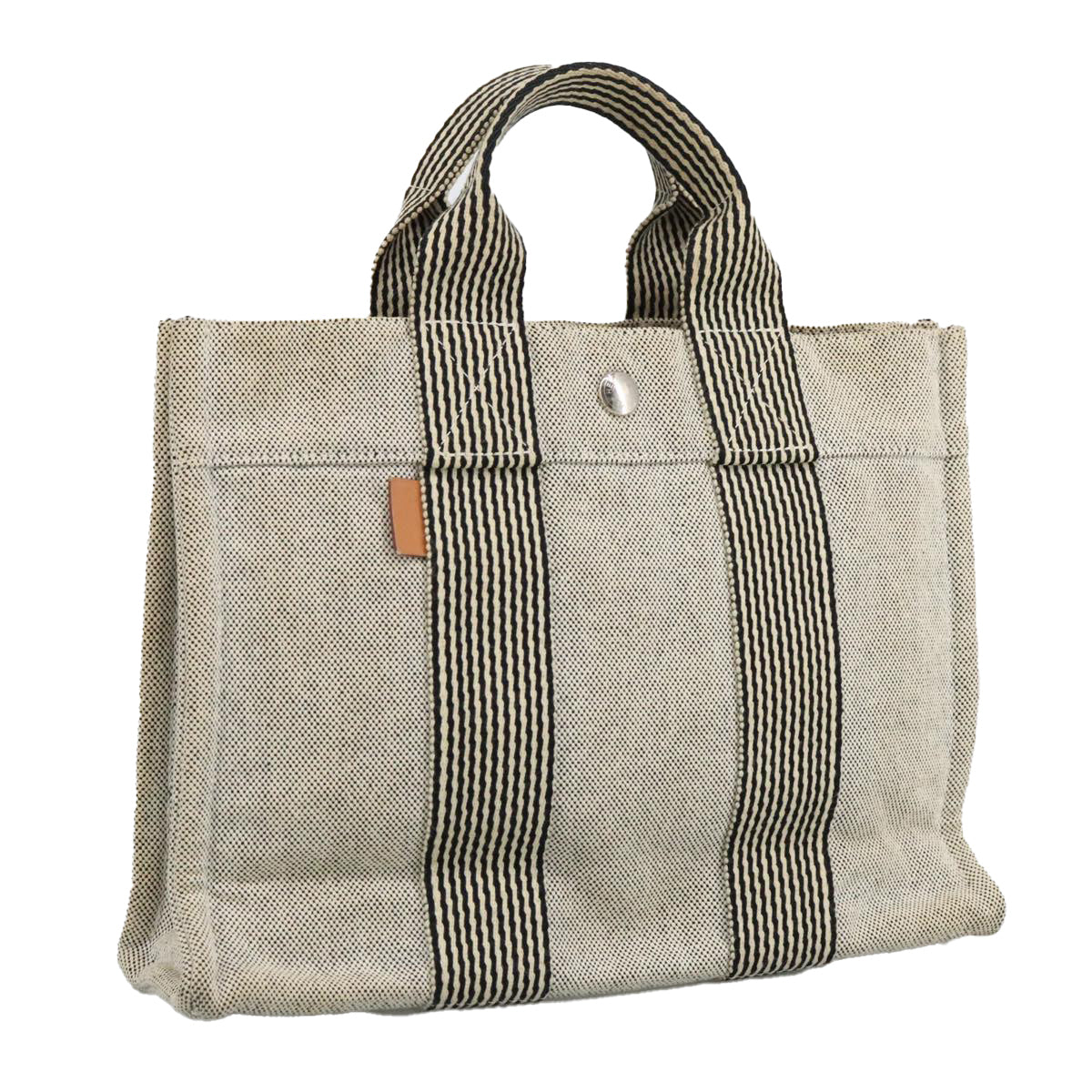 HERMES New Fourre Tout PM Tote Bag Canvas Gray Silver Auth bs19366