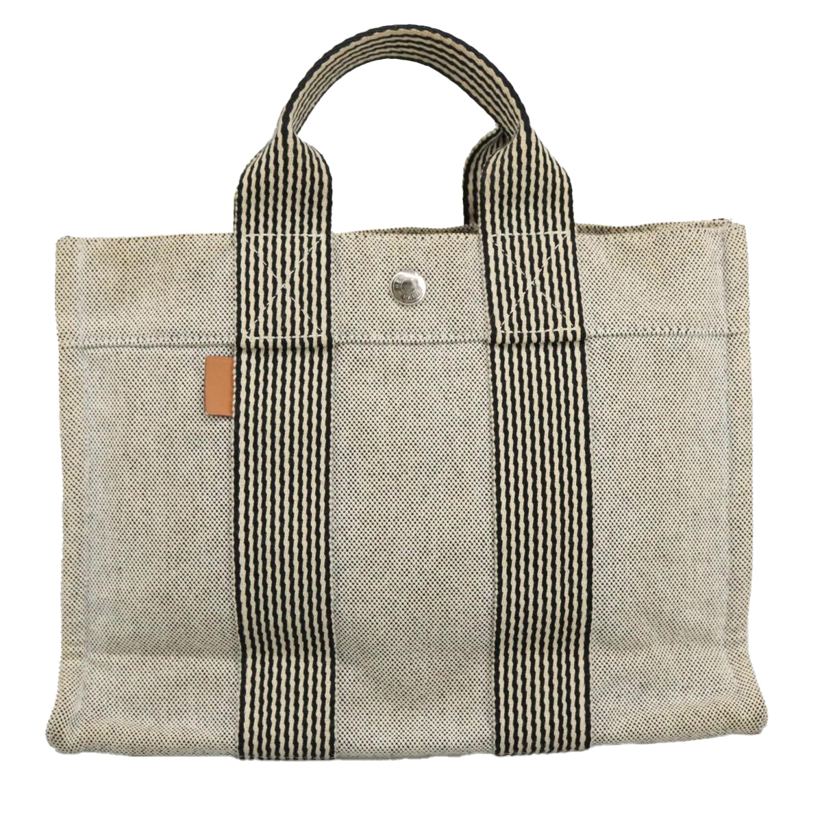 HERMES New Fourre Tout PM Tote Bag Canvas Gray Silver Auth bs19366