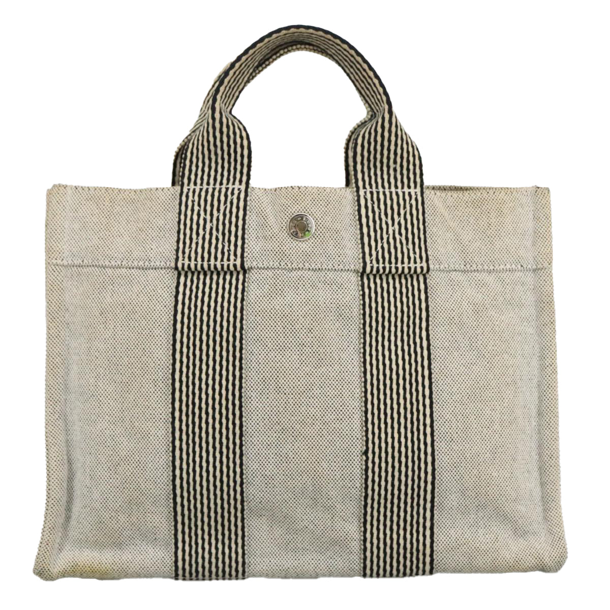 HERMES New Fourre Tout PM Tote Bag Canvas Gray Silver Auth bs19366 - 0