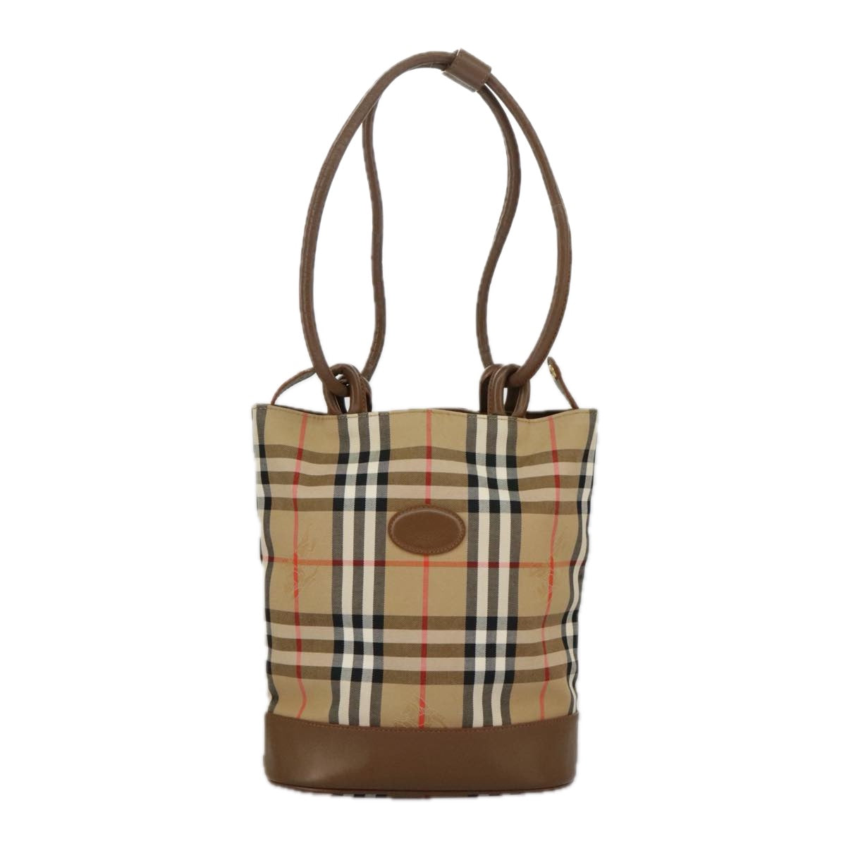 BURBERRY Nova Check Shoulder Bag Canvas Beige Gold Auth bs19368