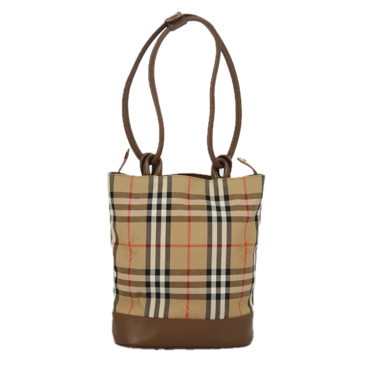 BURBERRY Nova Check Shoulder Bag Canvas Beige Gold Auth bs19368 - 0