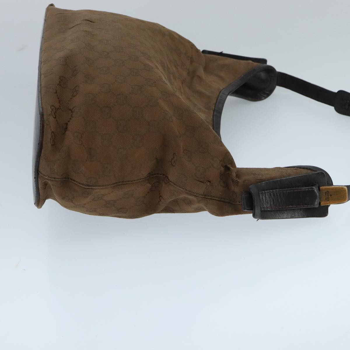 GUCCI GG Canvas Shoulder Bag Brown Silver 106242 Auth bs19373