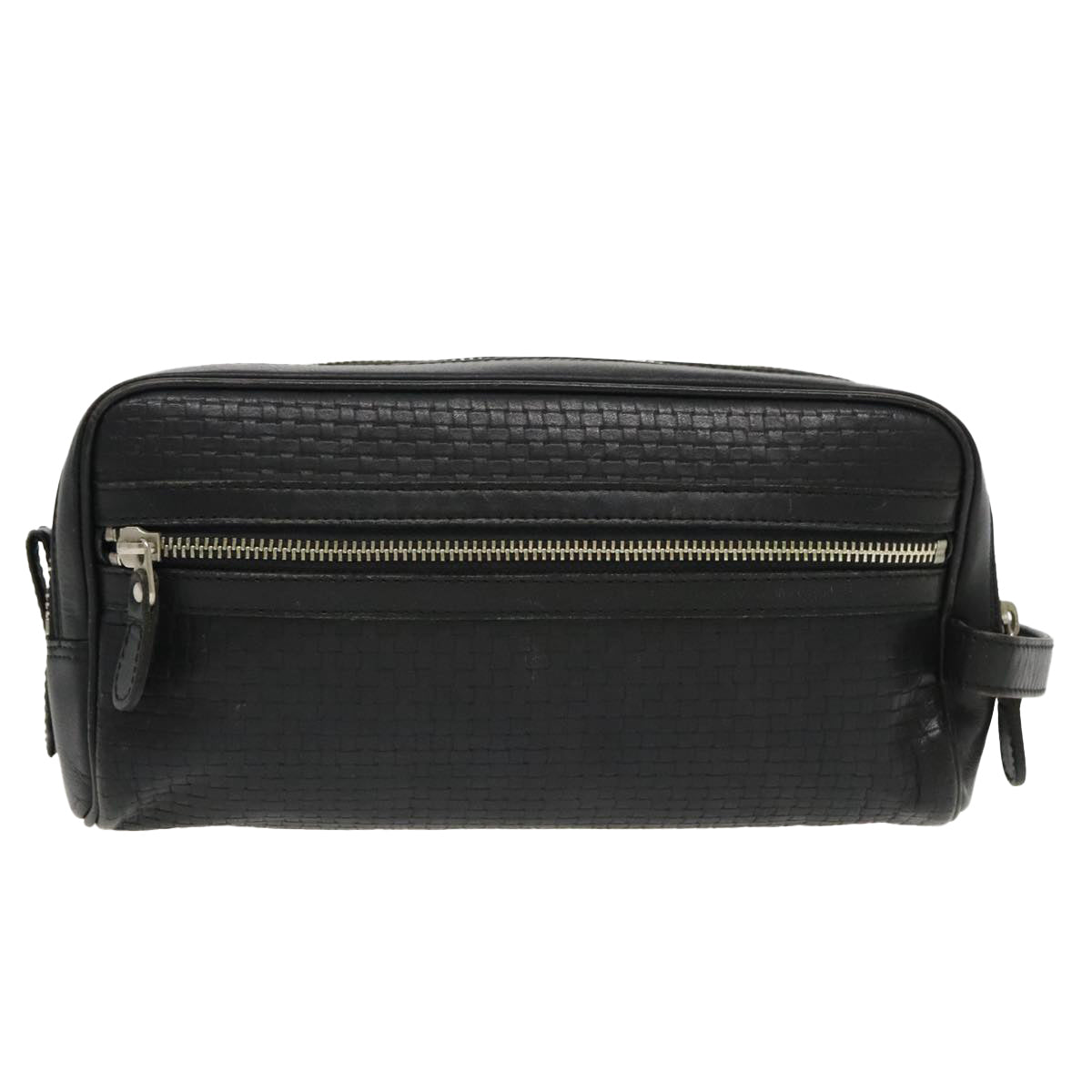 VERSACE Clutch Bag Leather Black Silver Auth bs19378 - 0