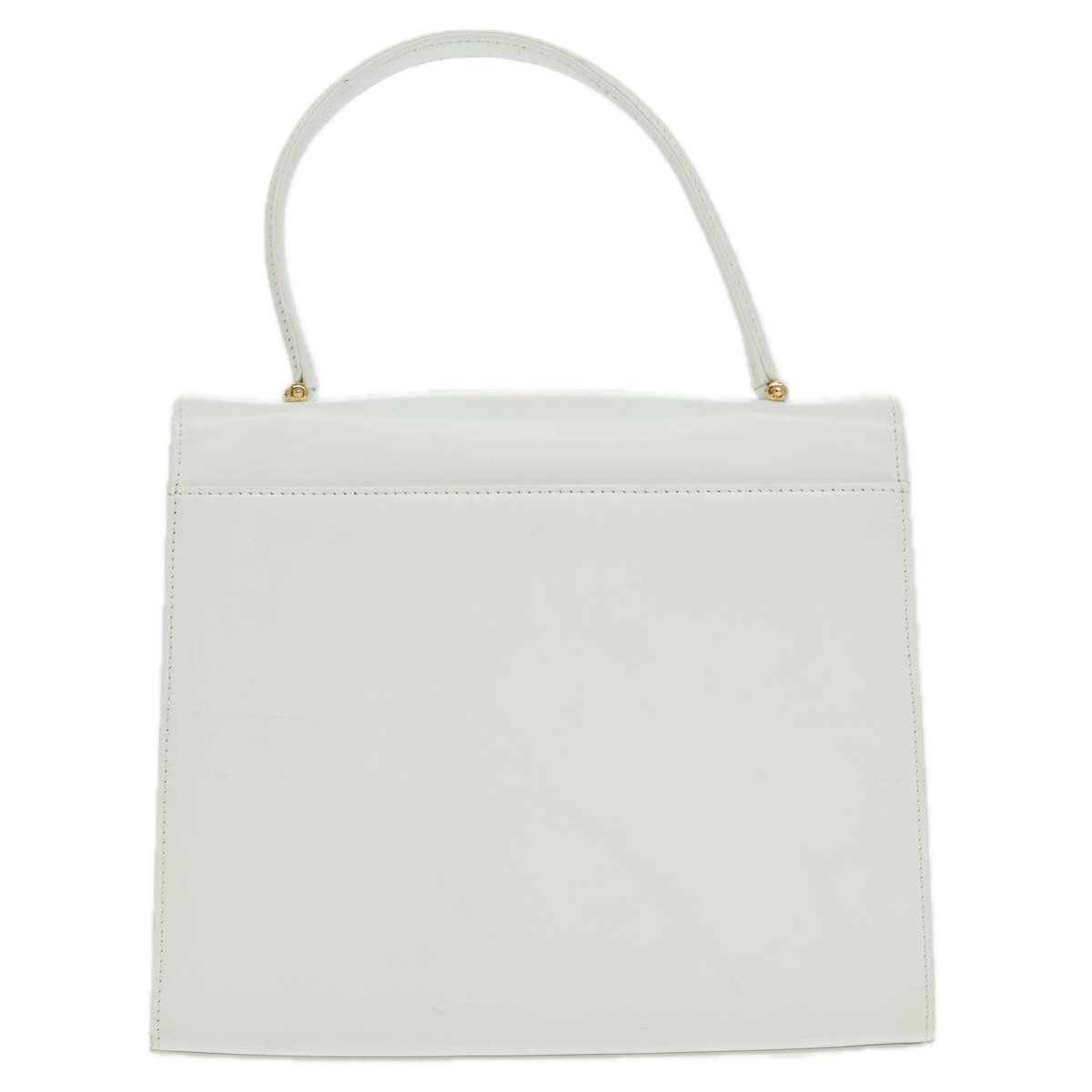 GIVENCHY Hand Bag Leather White Gold Auth bs19388 - 0