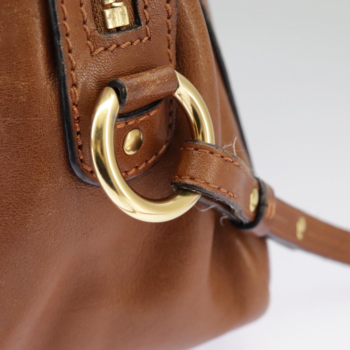 Chloe Indy Shoulder Bag Leather Brown Gold Auth bs19389