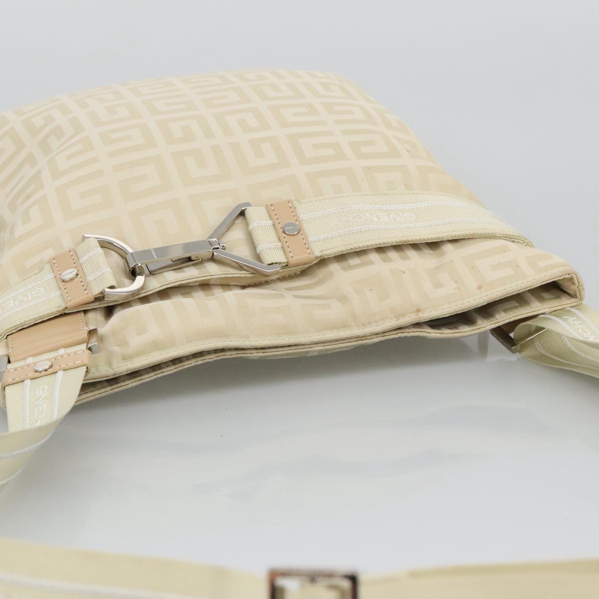 GIVENCHY Shoulder Bag Nylon Beige Silver Auth bs19390