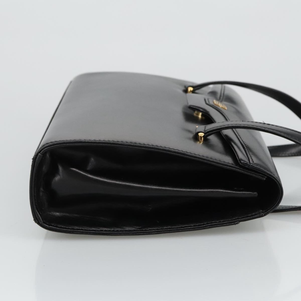 GIVENCHY Hand Bag Leather Black Gold Auth bs19391