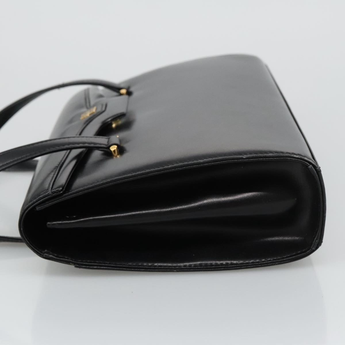 GIVENCHY Hand Bag Leather Black Gold Auth bs19391