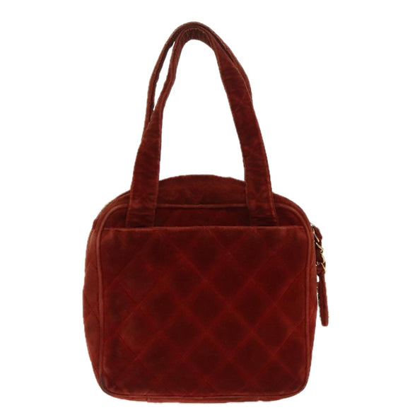 CHANEL Matelasse Hand Bag Velor Orange Gold CC Auth bs19395