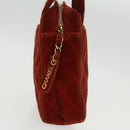 CHANEL Matelasse Hand Bag Velor Orange Gold CC Auth bs19395-4