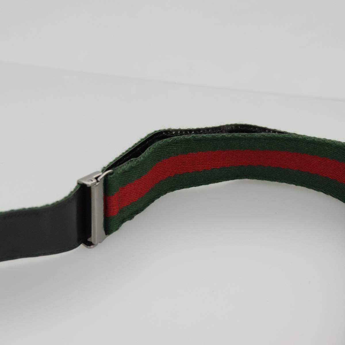 GUCCI Web Sherry Line Shoulder Bag Enamel Red Black Green 001 3267 Auth bs19406