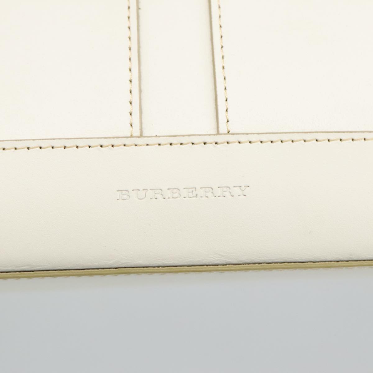 BURBERRY Shoulder Bag Leather White Gold Auth bs19411