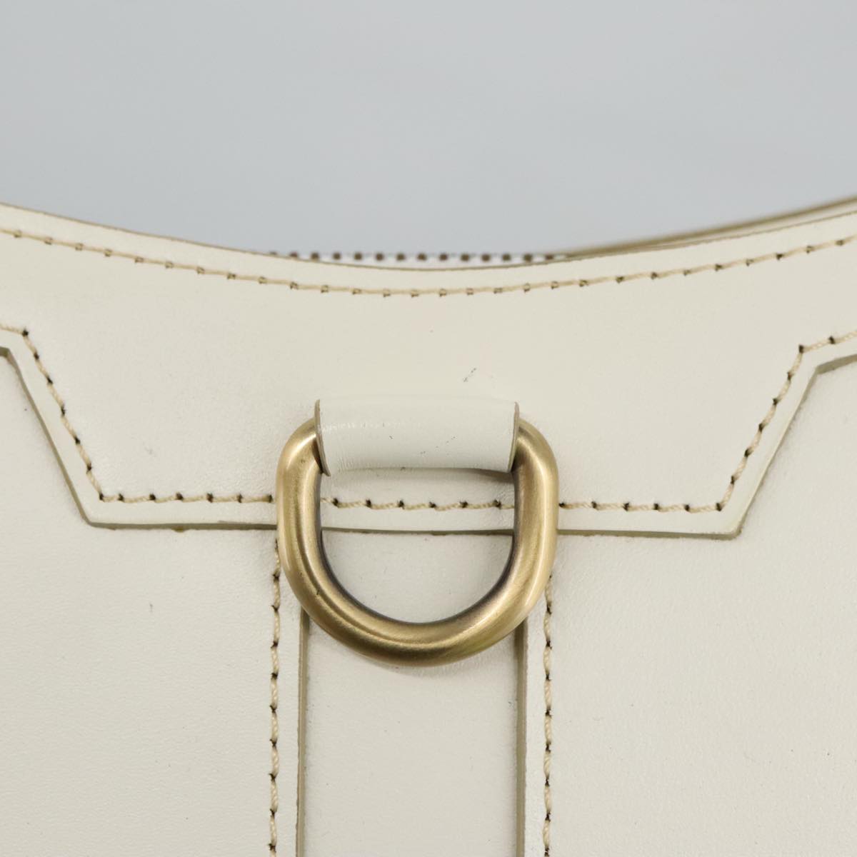 BURBERRY Shoulder Bag Leather White Gold Auth bs19411