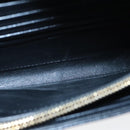SAINT LAURENT V Stitch Chain Long Wallet Leather Black Gold Auth bs19416A-9