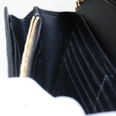 SAINT LAURENT V Stitch Chain Long Wallet Leather Black Gold Auth bs19416A-21