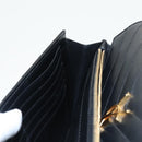 SAINT LAURENT V Stitch Chain Long Wallet Leather Black Gold Auth bs19416A-23